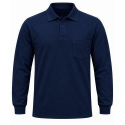 Lacivert 2 İplikli Polo Yaka Kışlık Sweatshirt