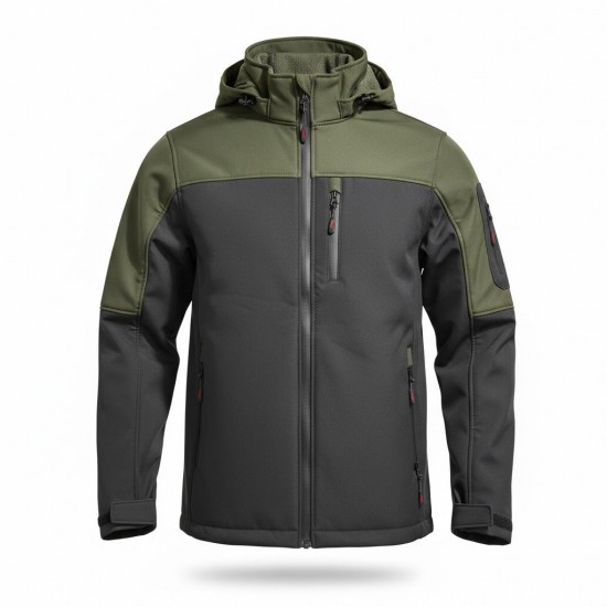 Siyah/Haki Yeşili Softshell Mont