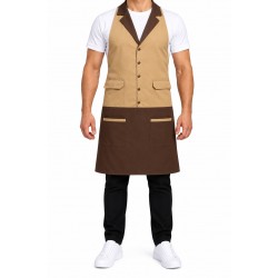Premium Cafe Önlük Kahverengi/Krem Rengi