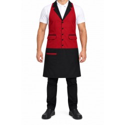 Premium Cafe Önlük Kırmızı/Siyah