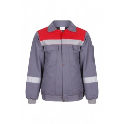 7x7 Gabardin Kışlık Mont Gri/Kırmızı