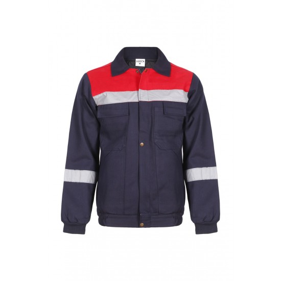 7x7 Gabardin Kışlık Mont Lacivert/Kırmızı