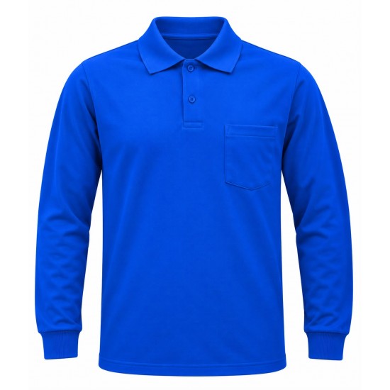 Mavi 2 İplikli Polo Yaka Kışlık Sweatshirt