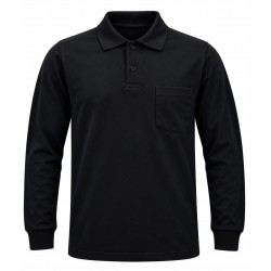 Siyah 2 İplikli Polo Yaka Kışlık Swearshirt