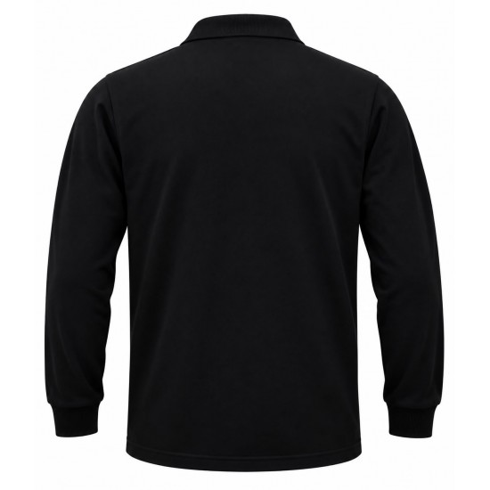 Siyah 2 İplikli Polo Yaka Kışlık Swearshirt
