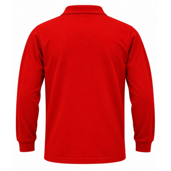 Kırmızı 2 İplikli Polo Yaka Kışlık Sweatshirt