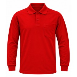 Kırmızı 2 İplikli Polo Yaka Kışlık Sweatshirt