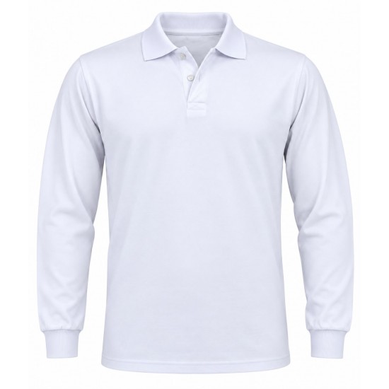 Beyaz 2 İplikli Polo Yaka Kışlık Sweatshirt