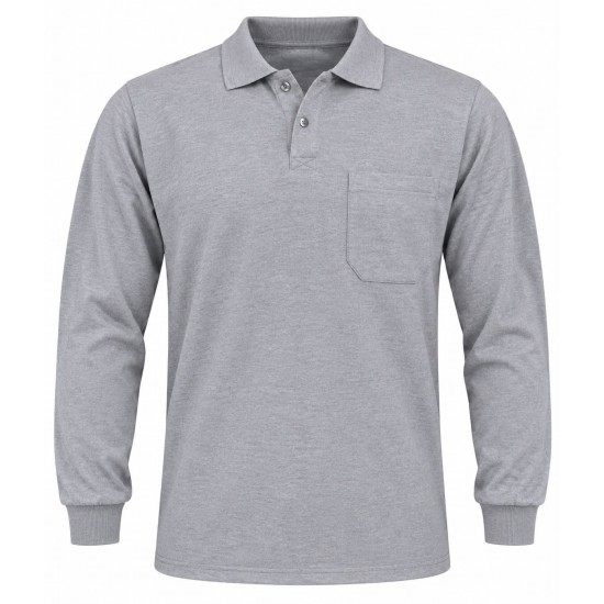 Gri 2 İplikli Polo Yaka Kışlık Sweatshirt
